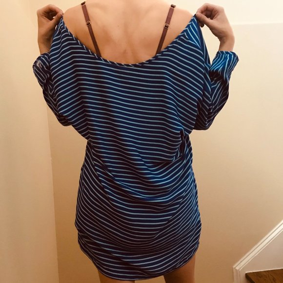 Electric Neon Blue Striped Tunic Dress/Top - Picture 3 of 5